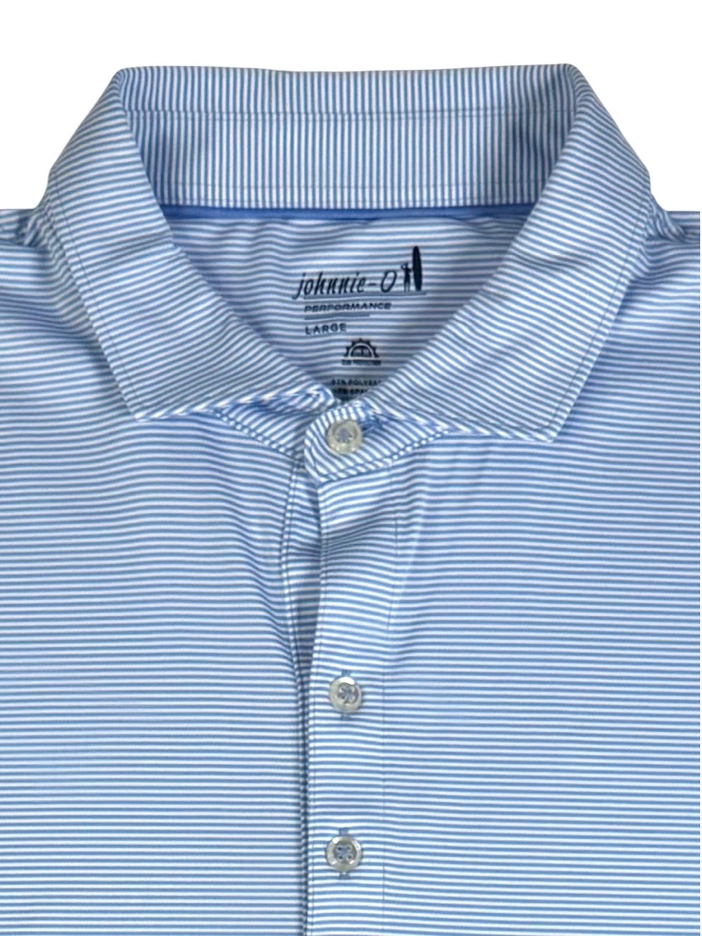 NWOT Johnnie-O Performance Polo Blue White Stripe Men’s Large